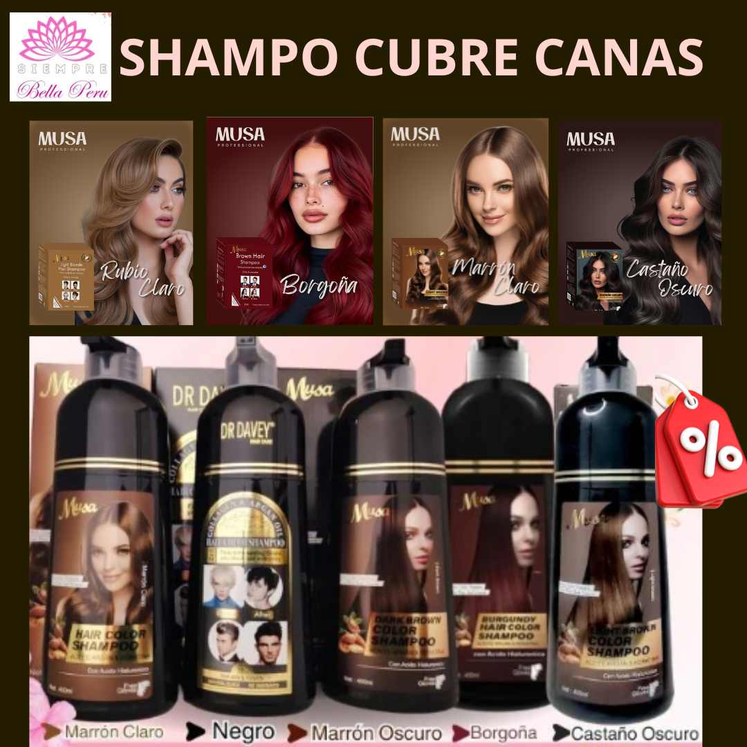 SHAMPO PINTA CANAS ORGÁNICO SIN AMONIACO ( CAJA Y FRASCO)