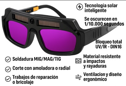 GAFAS DE SOLDAR PRO CON TECNOLOGÍA SOLAR INTELIGENTE
