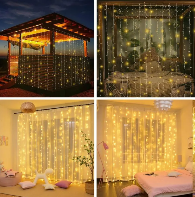 CORTINA DE LUCES LED 3X3 SOLAR