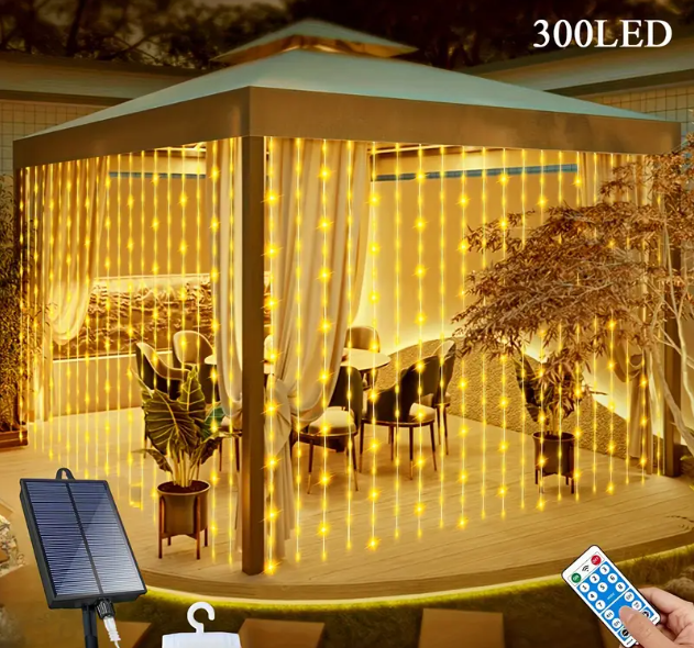 CORTINA DE LUCES LED 3X3 SOLAR